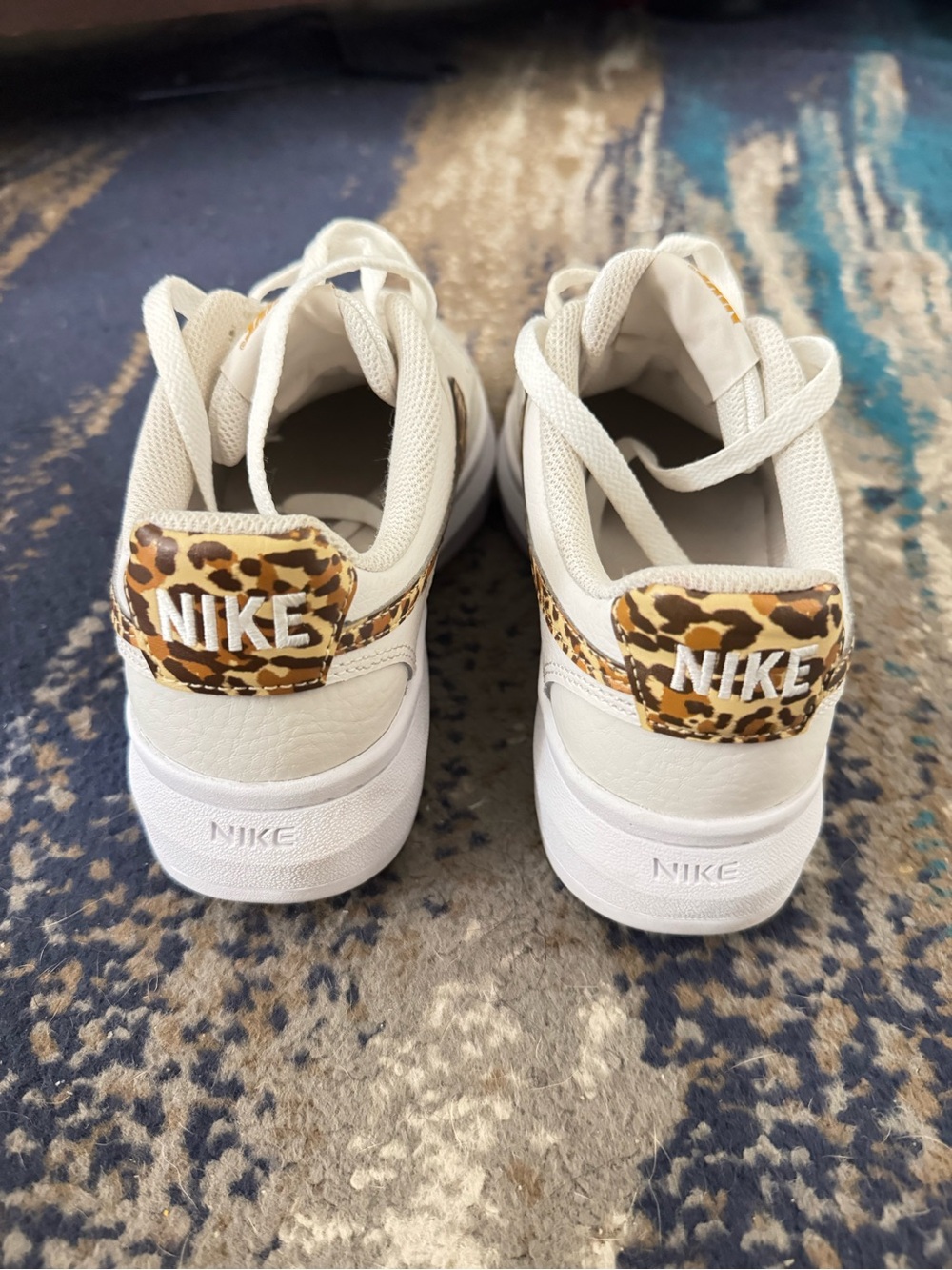 Nike White Platform Sneakers with Leopard Swoosh Accent - Picture 3 of 6